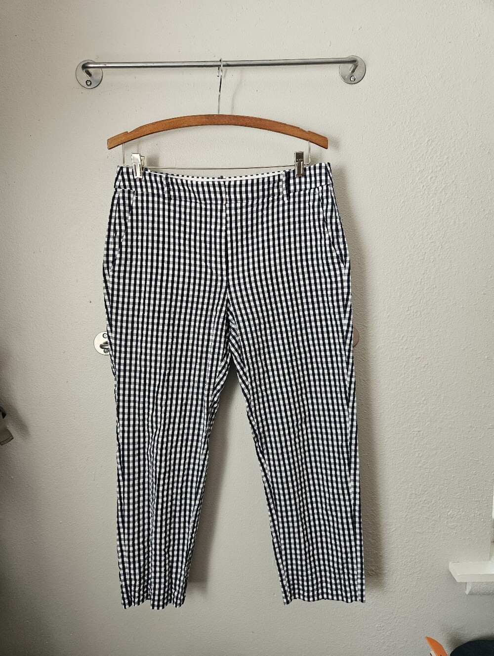 J. Crew Martie Women’s Navy and White Checkered Pants Size 8